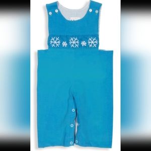 Aqua & White Snowflake Embroidered Long All